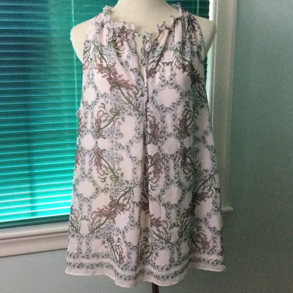 Max Studio Fully Lined Floral Sleeveless Top Sz L